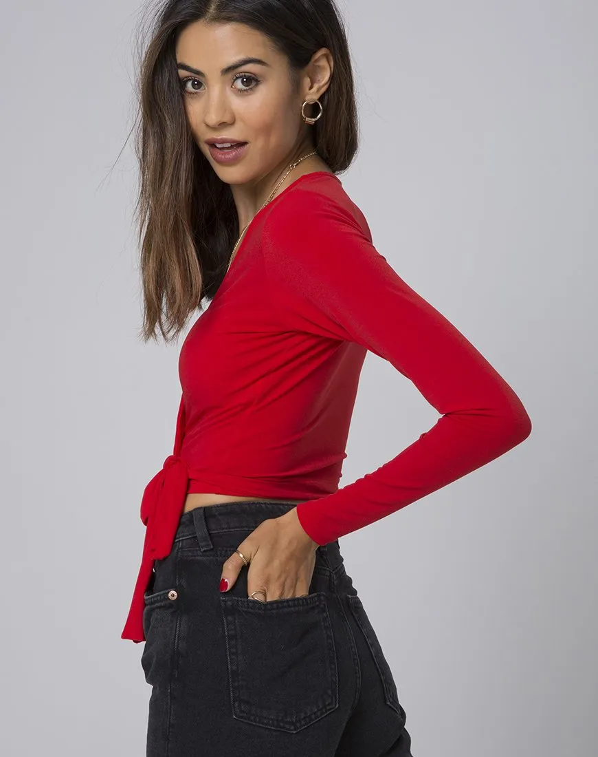 Marche Wrap Top in Red