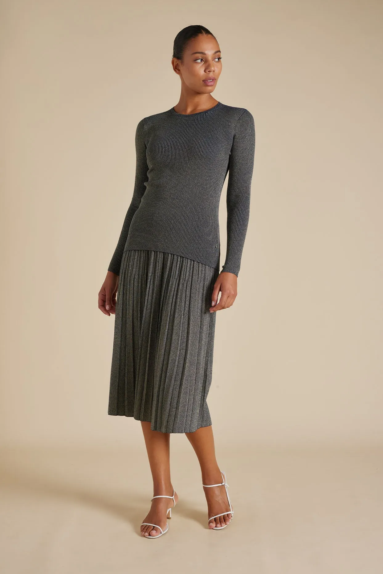 Marley Cotton Lurex Top in Navy