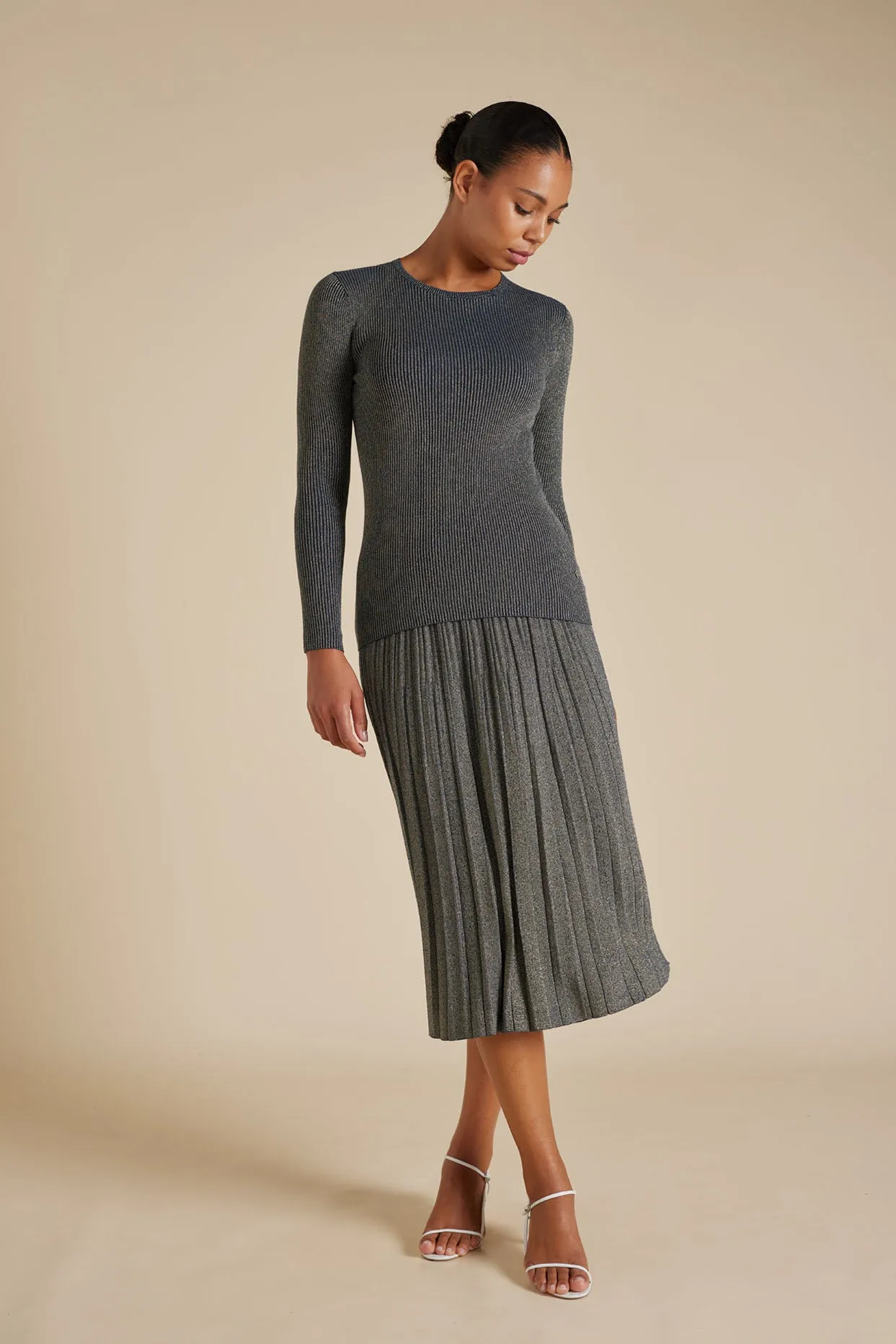 Marley Cotton Lurex Top in Navy