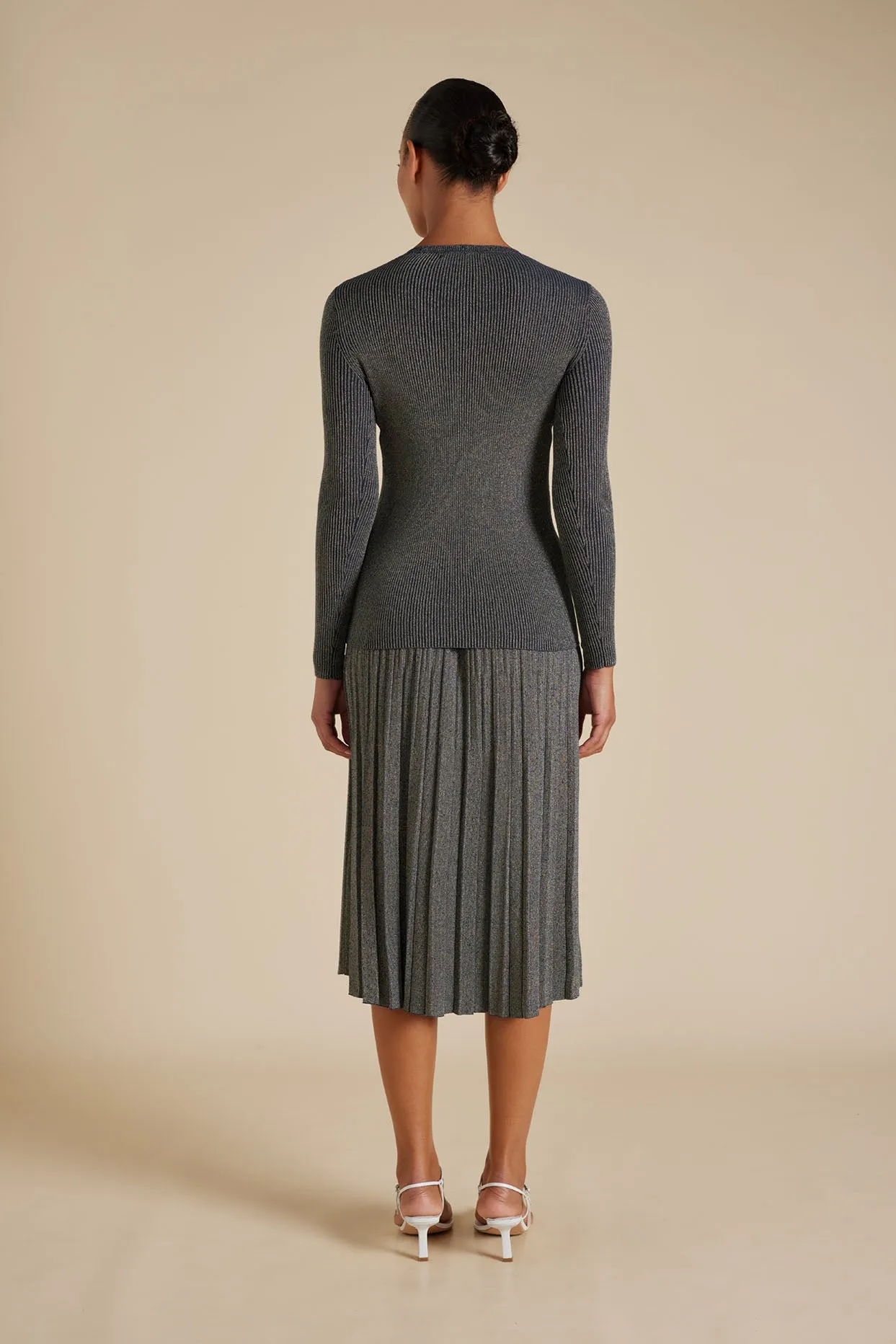 Marley Cotton Lurex Top in Navy
