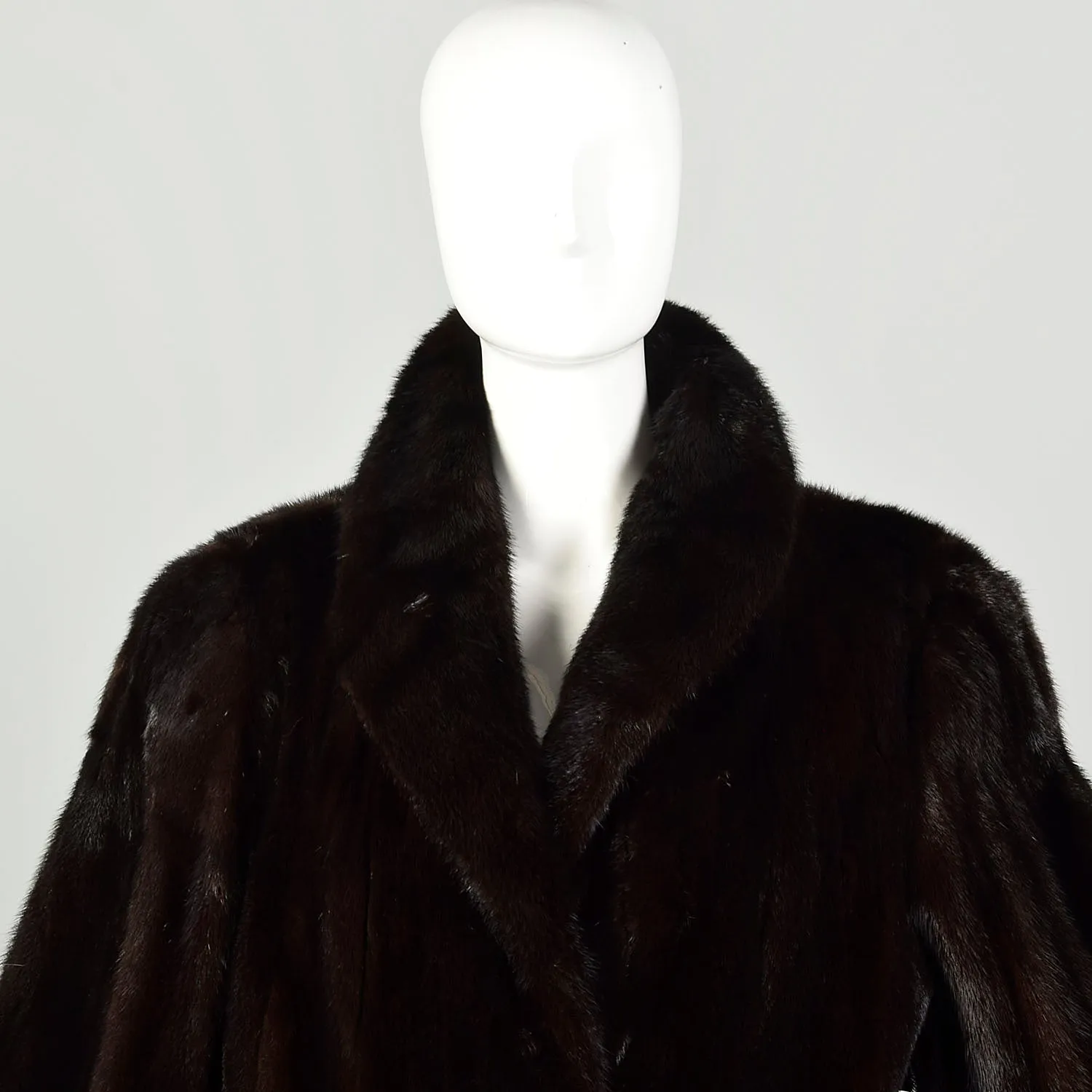 Medium 1980s Jacket Brown Shawl Collar Real Mink Fur Winter Car Coat