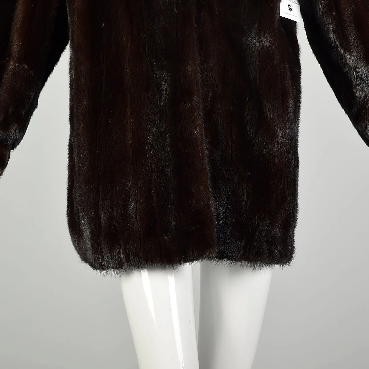 Medium 1980s Jacket Brown Shawl Collar Real Mink Fur Winter Car Coat