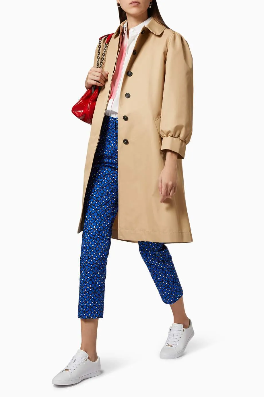Melania Gabardine Puff Sleeve Trench