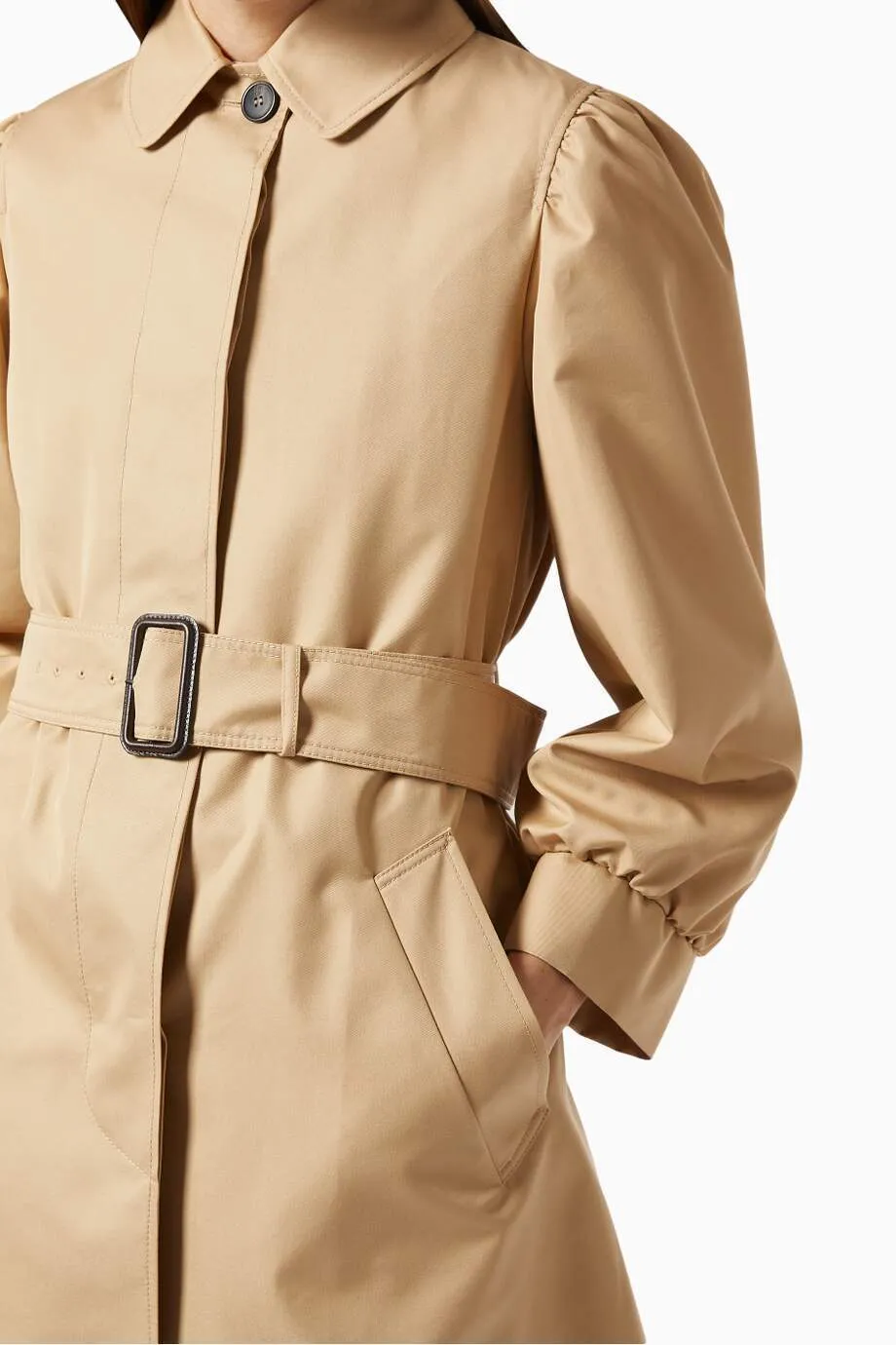 Melania Gabardine Puff Sleeve Trench