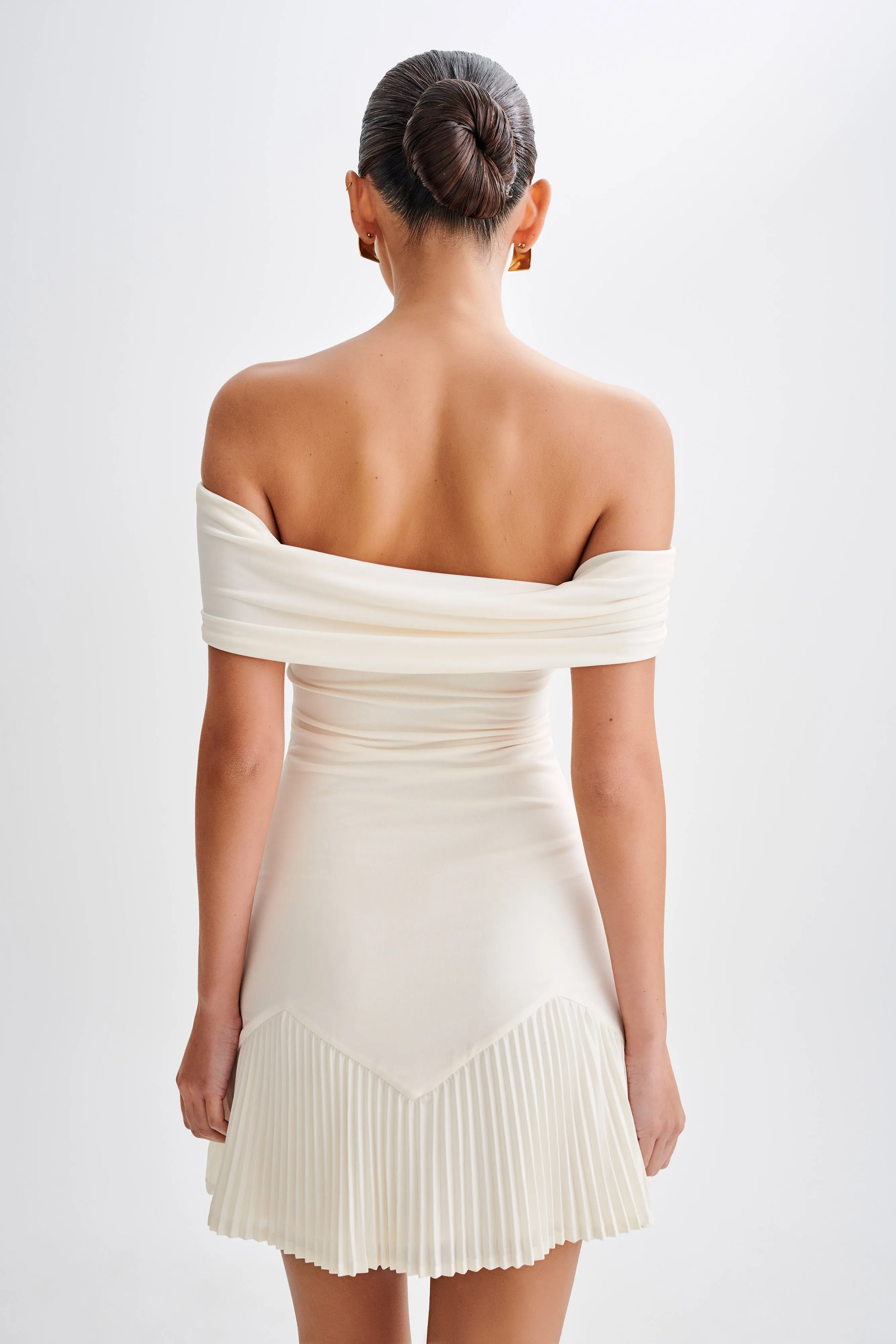 Melina Slinky Off Shoulder Mini Dress - Ivory