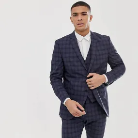 Men's All Over Plaid Blazer,Navy
