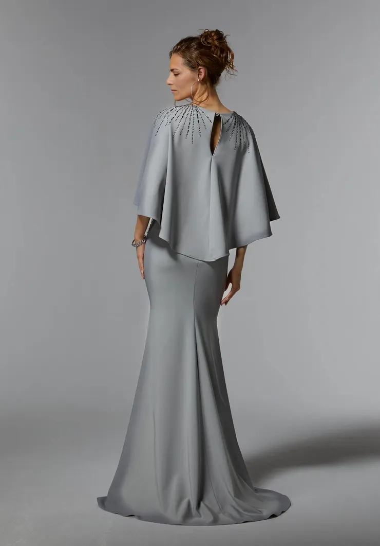 Mermaid Cape V-Neck Mother of the Bride Dresse Wedding Guest Party Dresses With Sweep Train