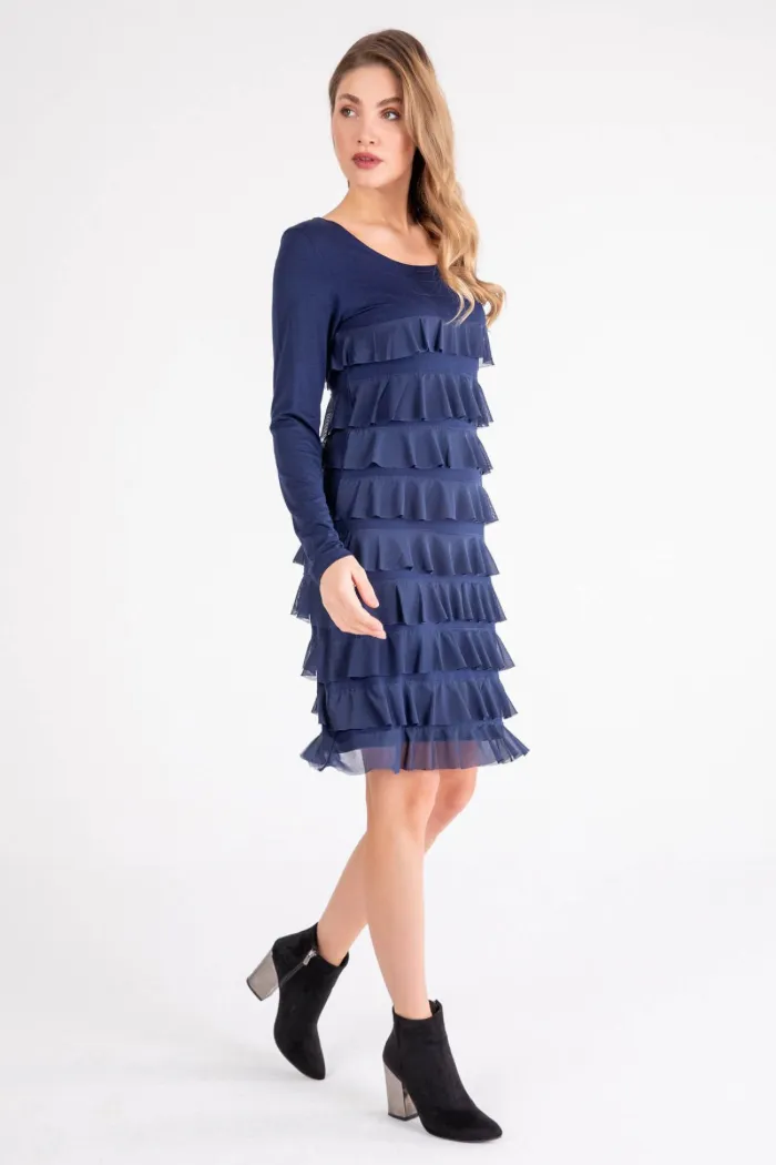 Mesh Long Sleeve Cha Cha Dress