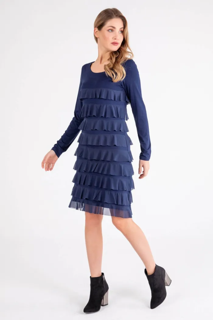 Mesh Long Sleeve Cha Cha Dress