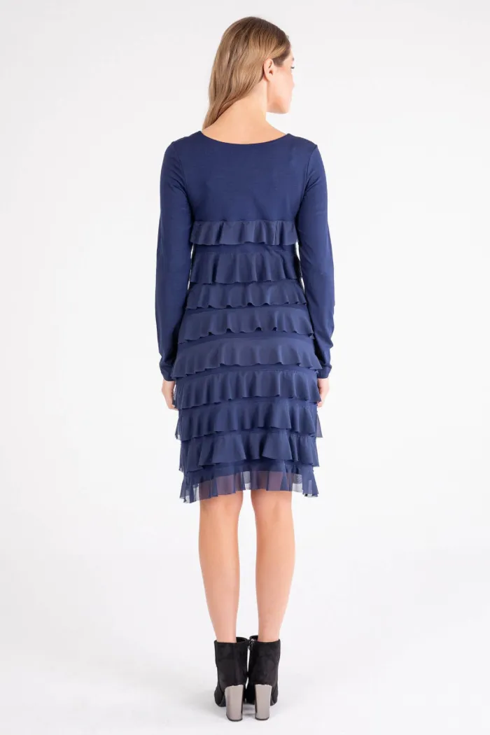 Mesh Long Sleeve Cha Cha Dress