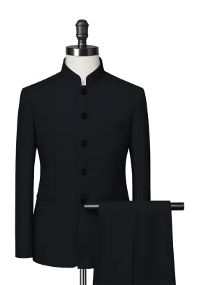 Midnight Blue Mandarin Collar Suit