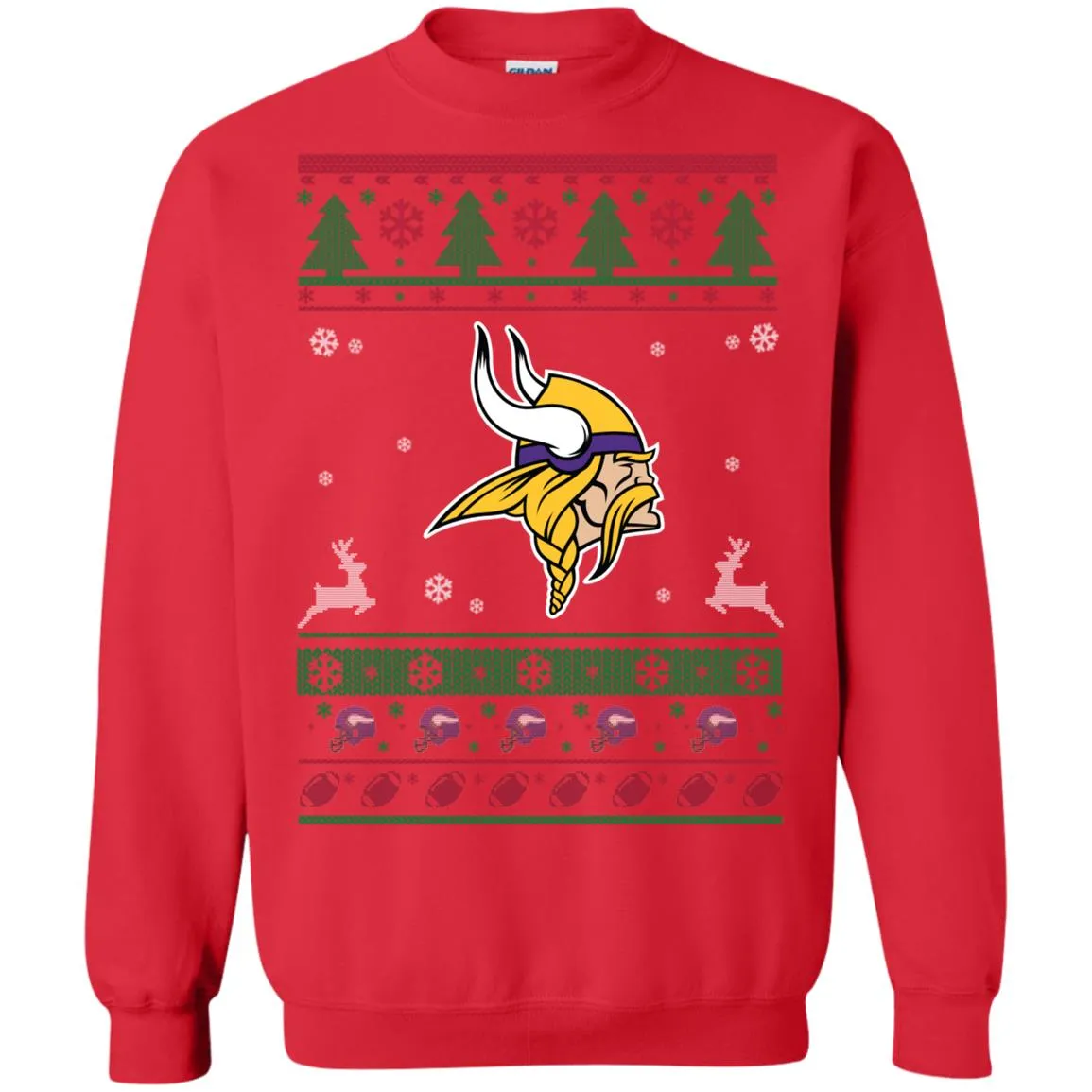 Minnesota Vikings Logo Football Teams Ugly Christmas Sweater Unisex Crewneck Pullover Sweatshirt