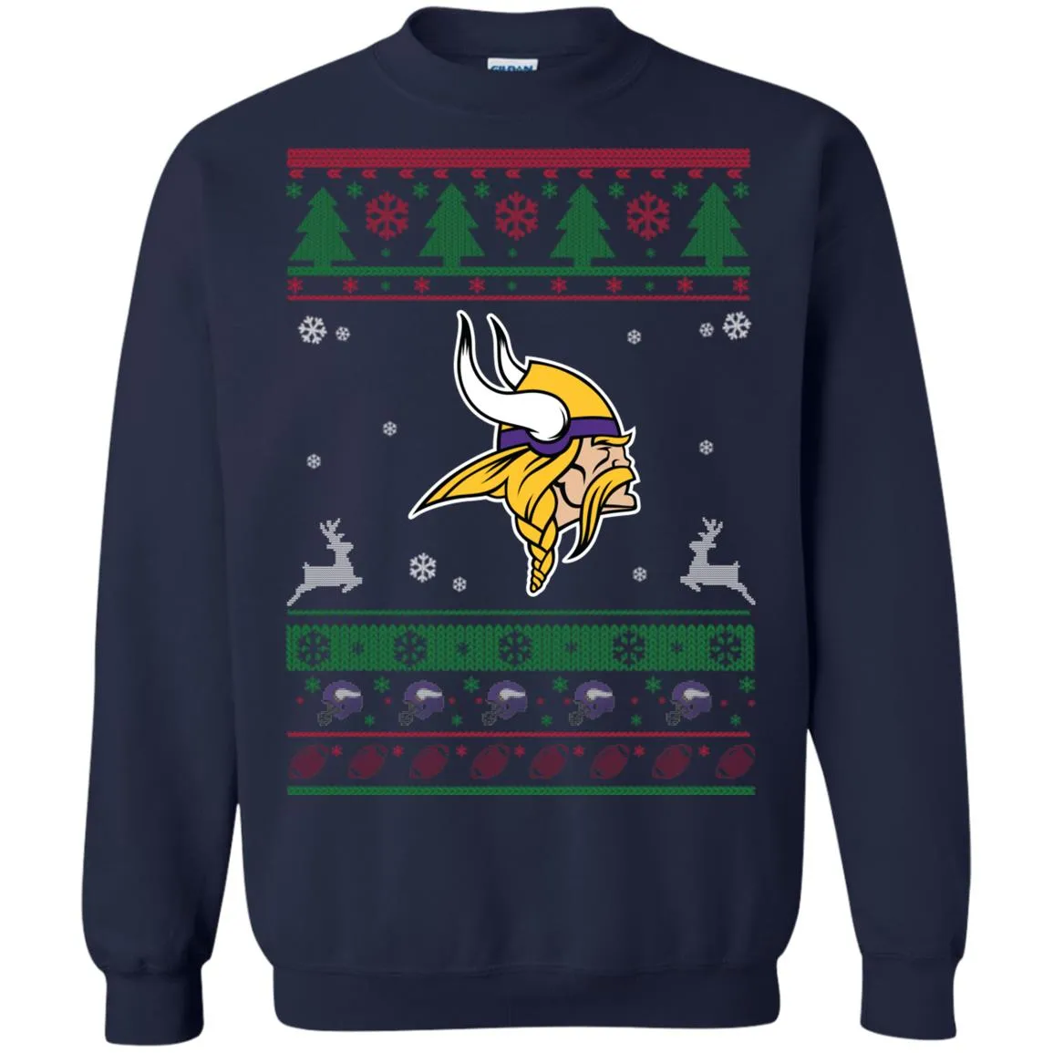 Minnesota Vikings Logo Football Teams Ugly Christmas Sweater Unisex Crewneck Pullover Sweatshirt