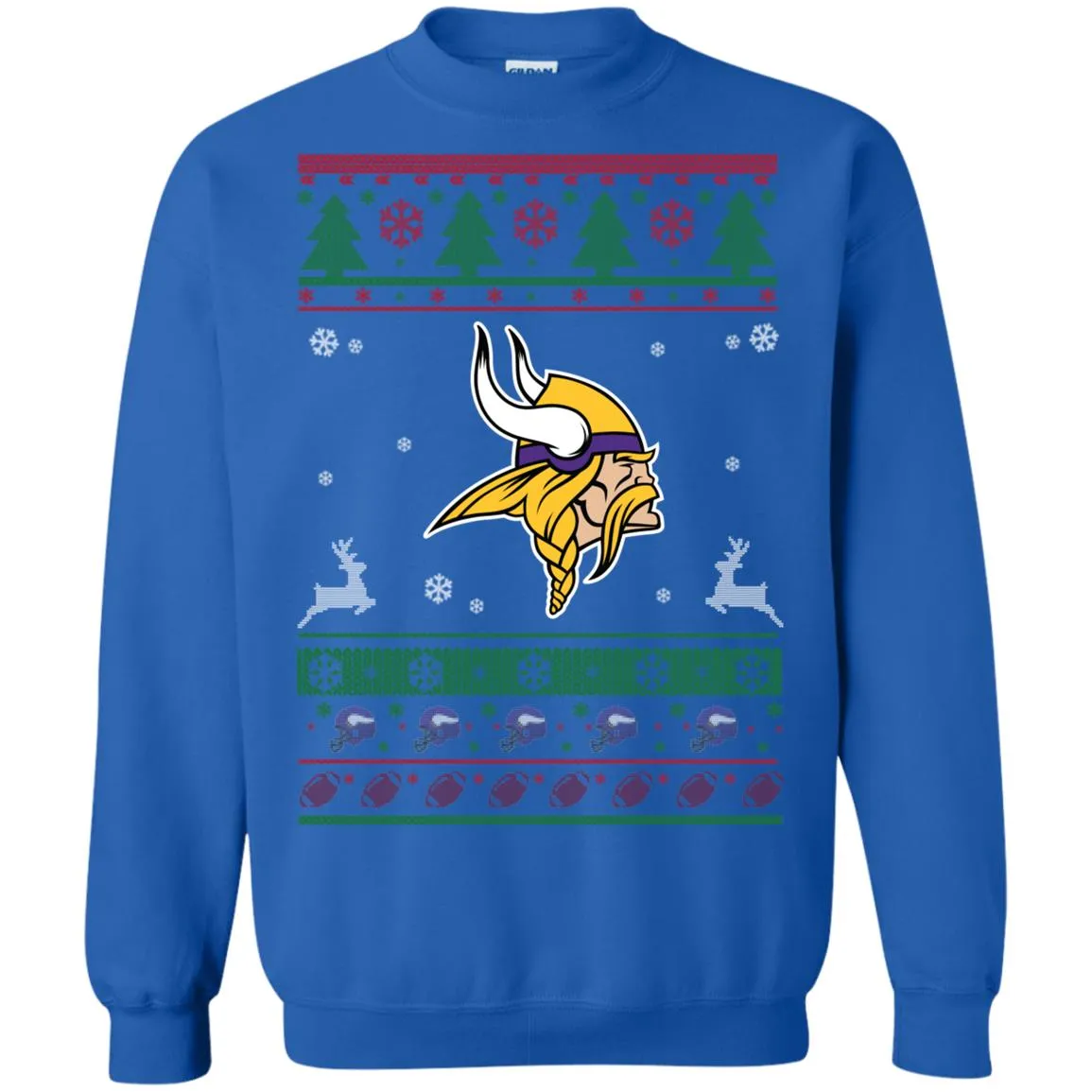 Minnesota Vikings Logo Football Teams Ugly Christmas Sweater Unisex Crewneck Pullover Sweatshirt