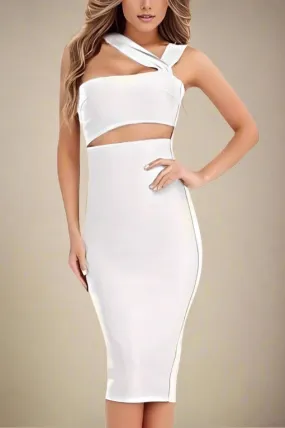 Molly Bandage Midi Dress - Pearl White