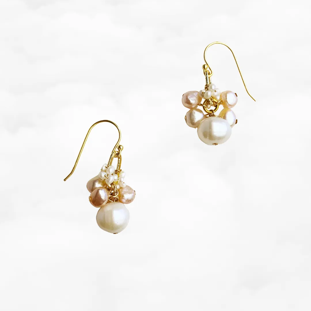 Moon Goddess Pearl Cluster Earrings