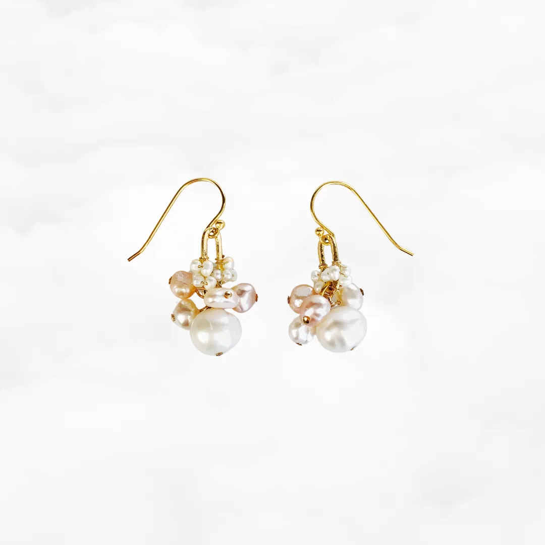 Moon Goddess Pearl Cluster Earrings