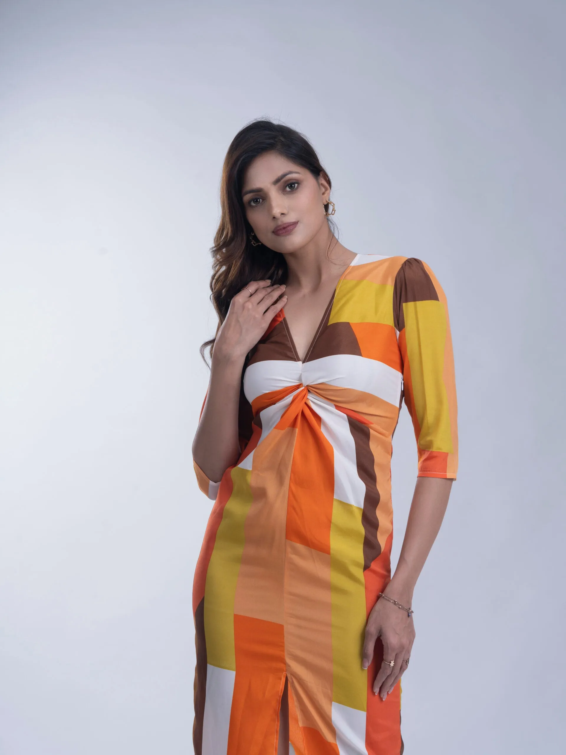 Multicolor Premium Printed satin dress