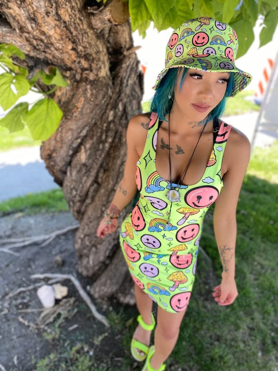 Neon Smile City Mini dress