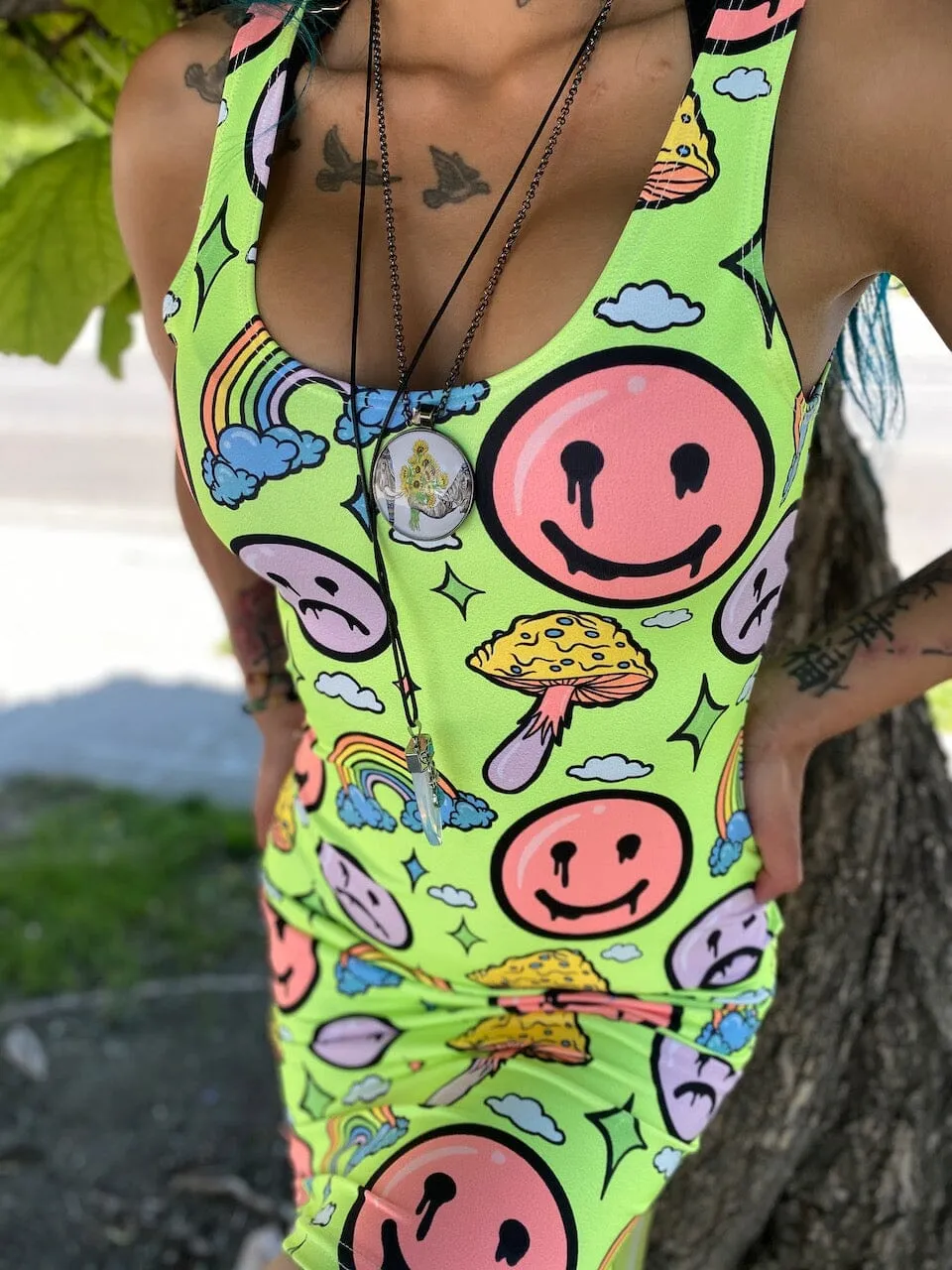 Neon Smile City Mini dress
