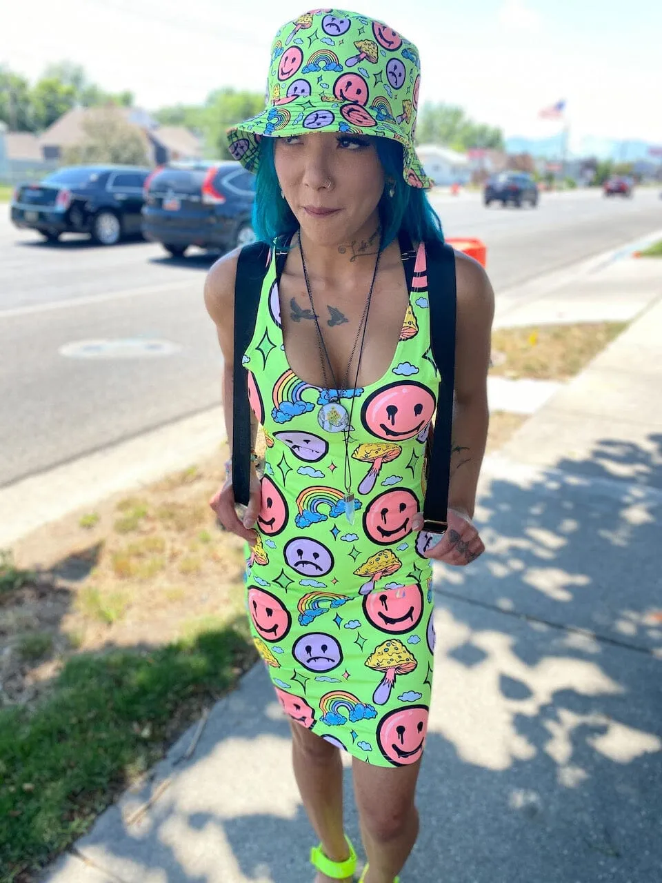 Neon Smile City Mini dress