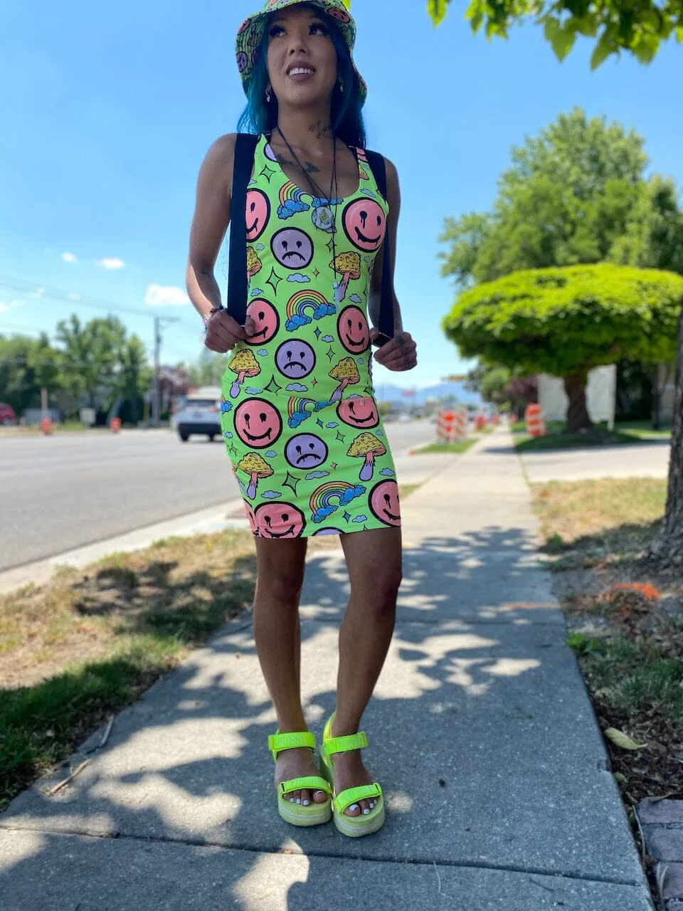 Neon Smile City Mini dress