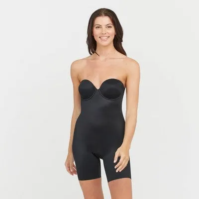 New - ASSETS BY SPANX Women's Flawless Finish Strapless Cupped Midthigh Bodysuit