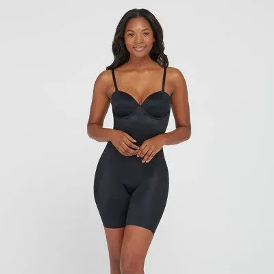 New - ASSETS BY SPANX Women's Flawless Finish Strapless Cupped Midthigh Bodysuit