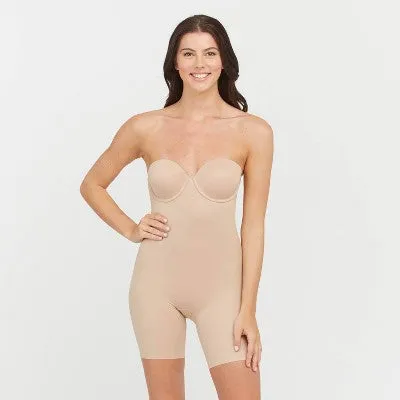 New - ASSETS BY SPANX Women's Flawless Finish Strapless Cupped Midthigh Bodysuit