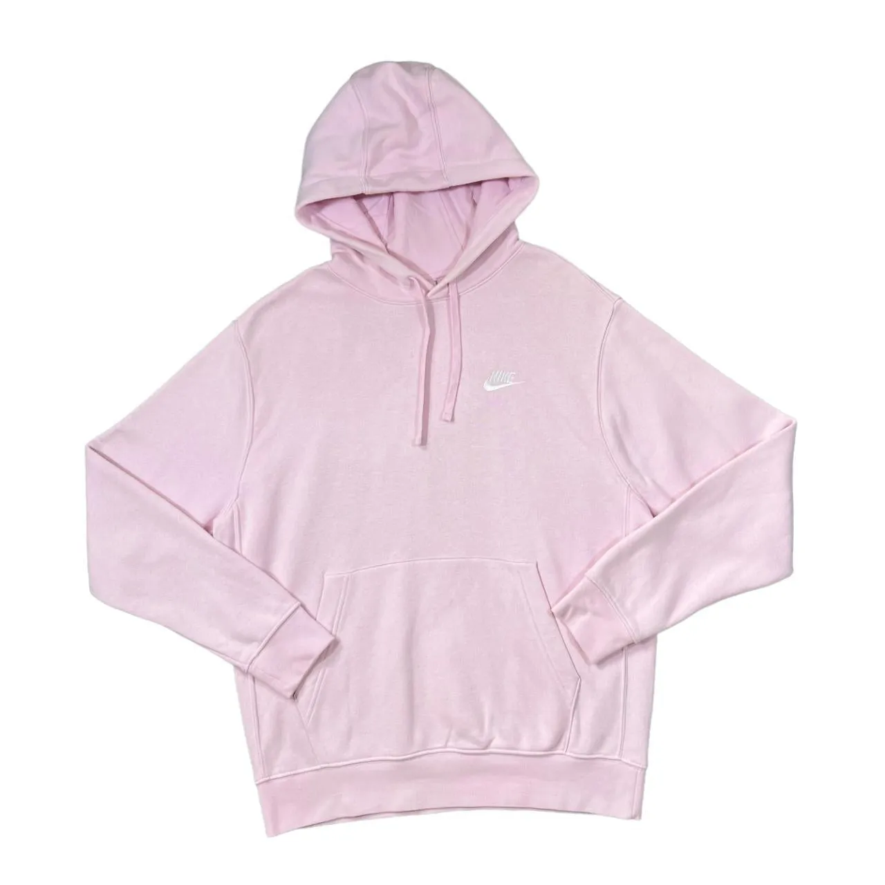 NIKE Classic Embroidered Mini Logo Baby Pink Pullover Hoodie