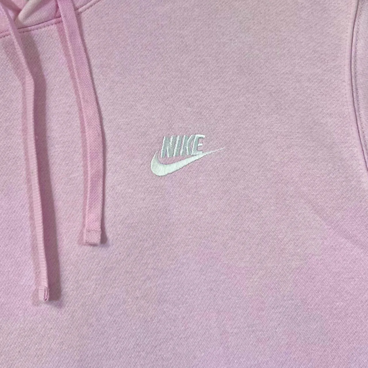 NIKE Classic Embroidered Mini Logo Baby Pink Pullover Hoodie