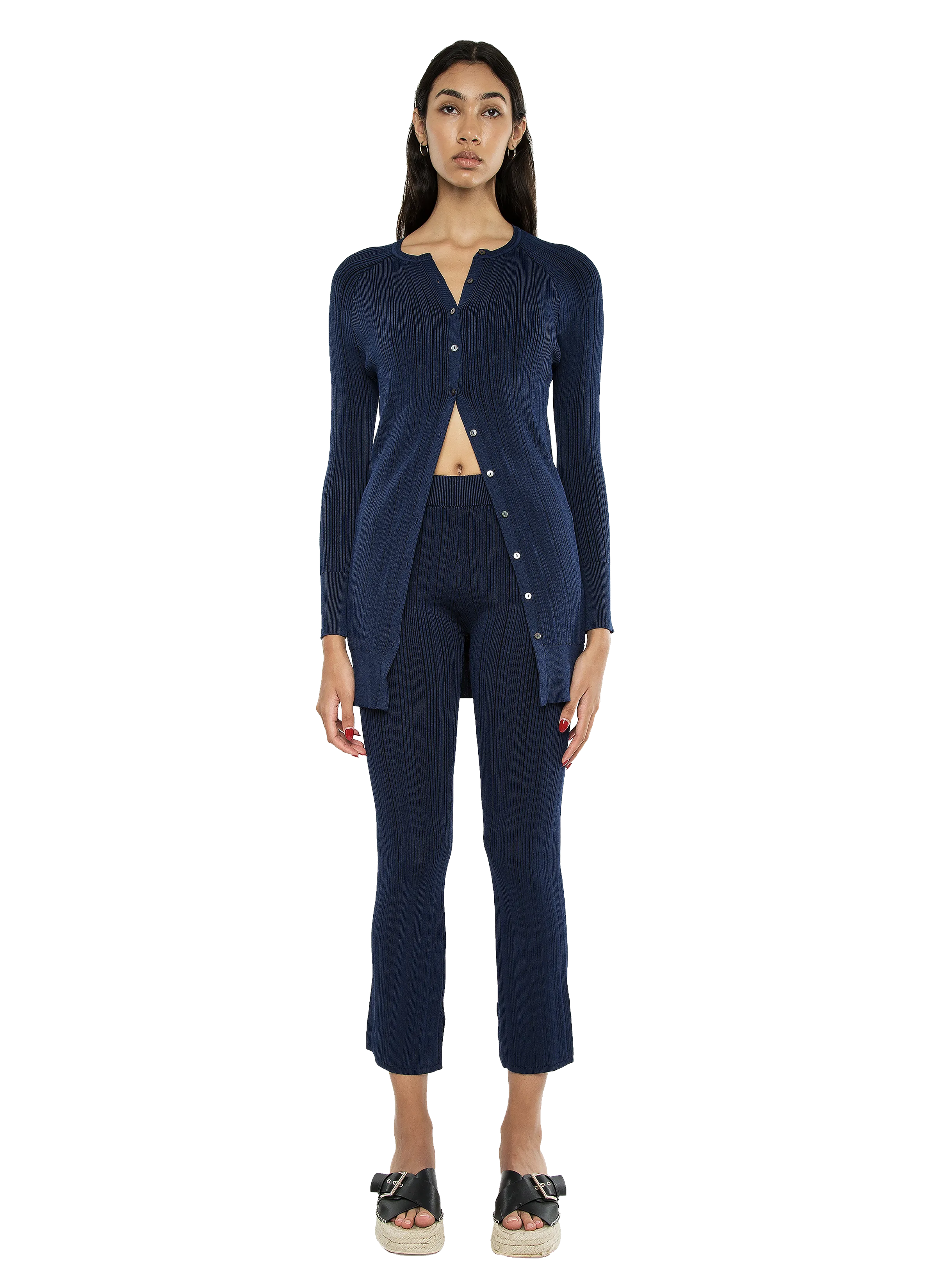 Nola Rib Knit Pants Navy Black Combo