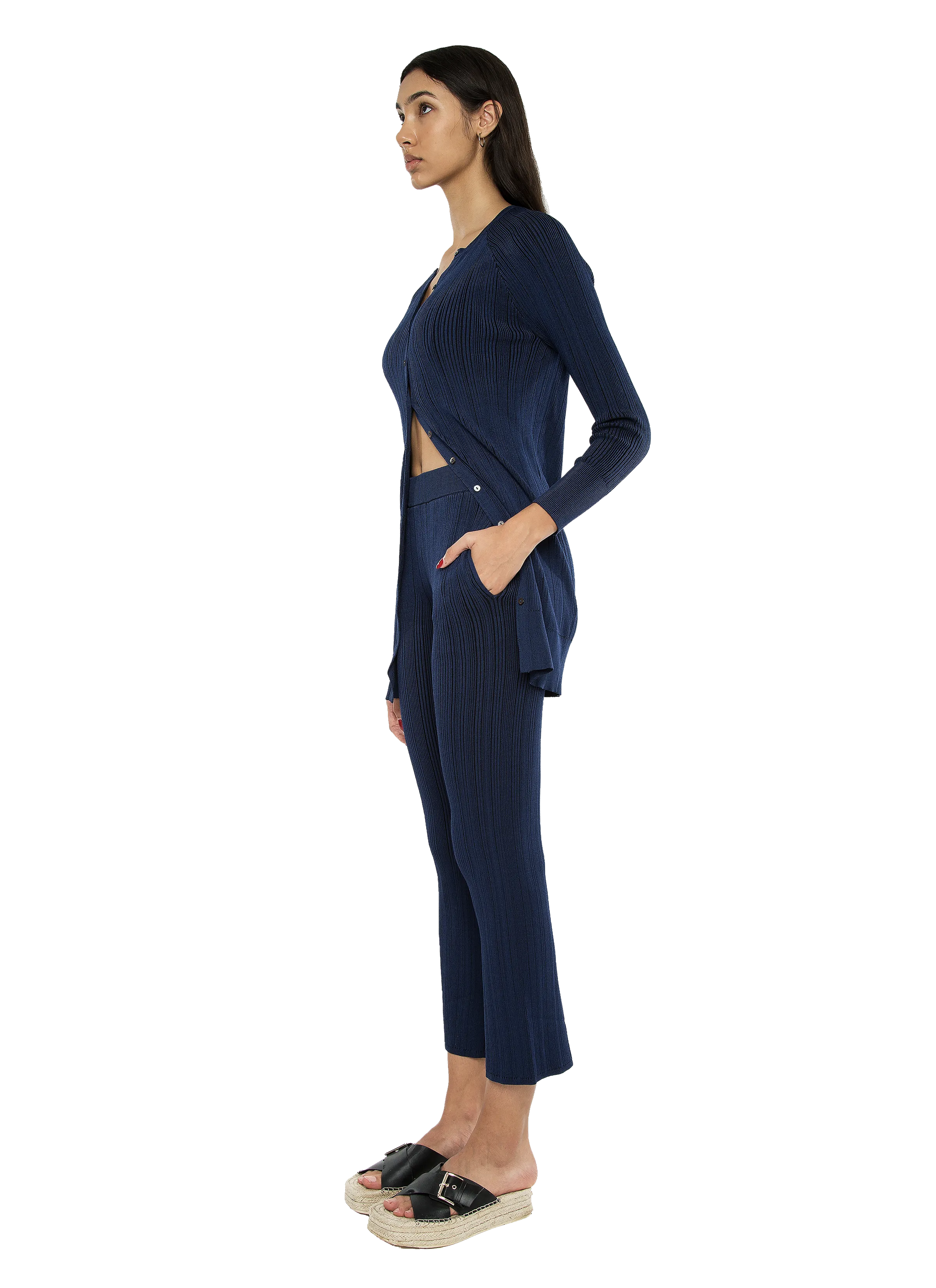 Nola Rib Knit Pants Navy Black Combo