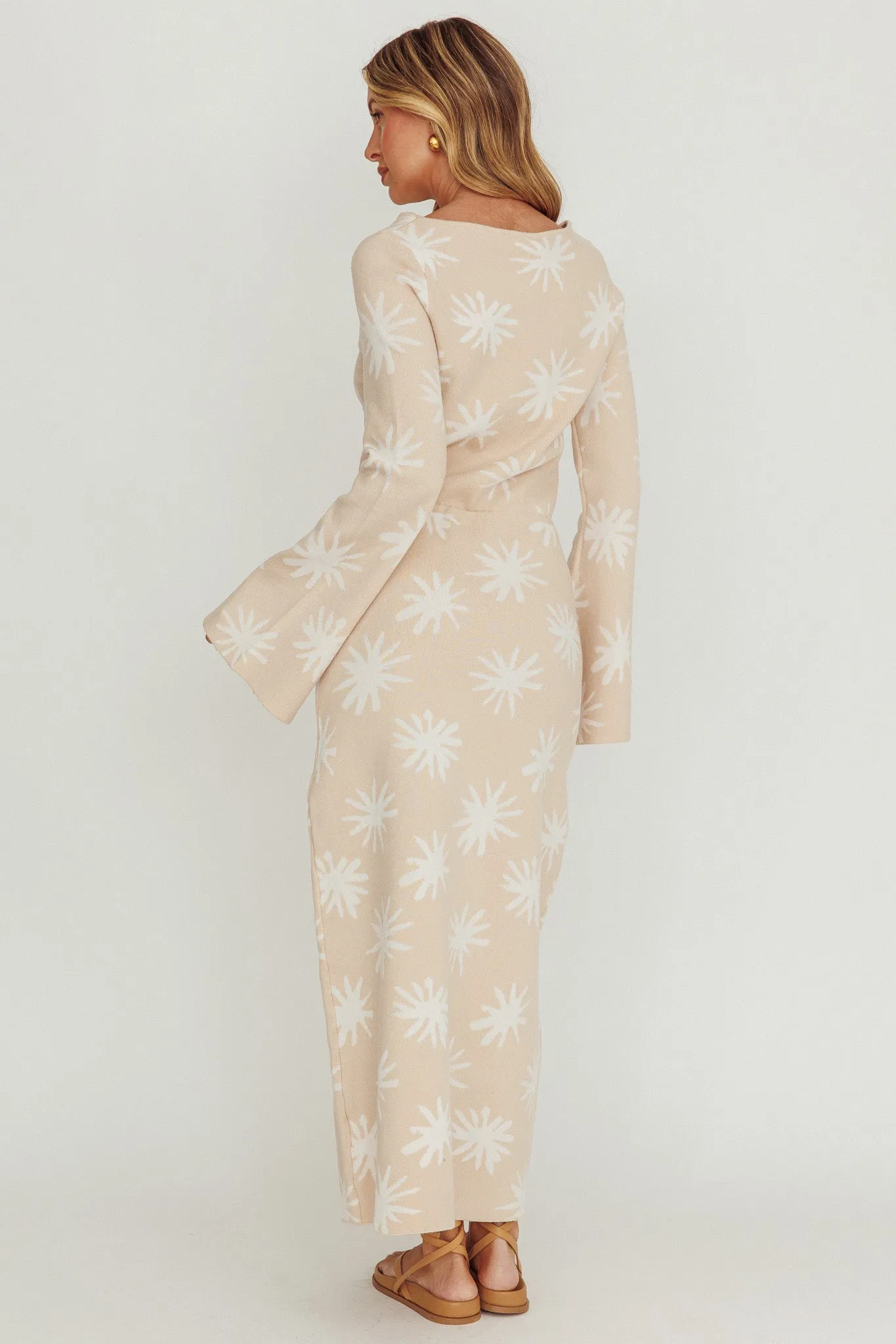 Orleans Star Print Knit Maxi Dress Sand