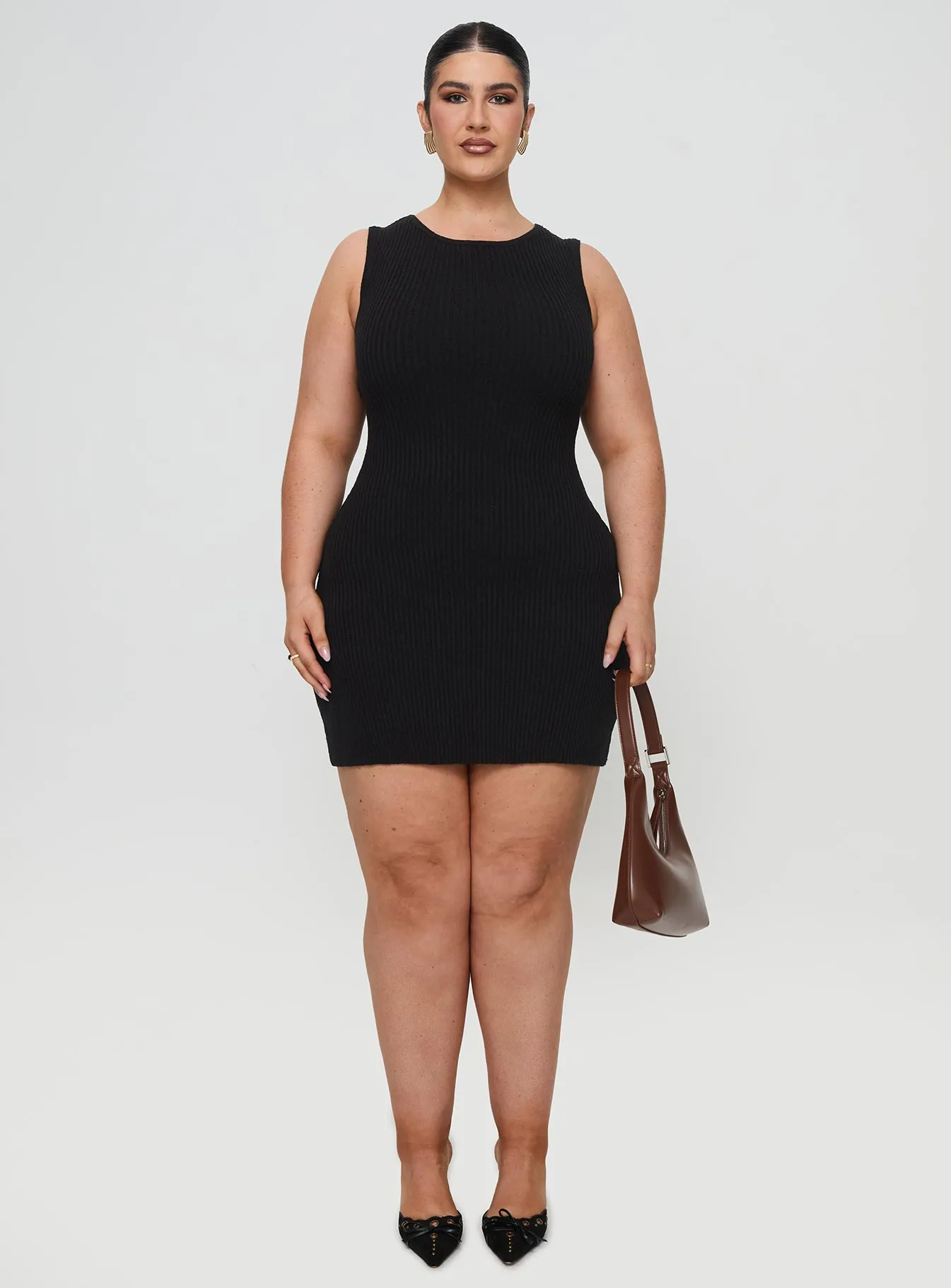 Osment Knit Mini Dress Black Curve