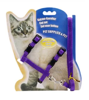 PETS CLUB ADJUSTABLE CAT LEASH WITH HARNESS-PURPLE