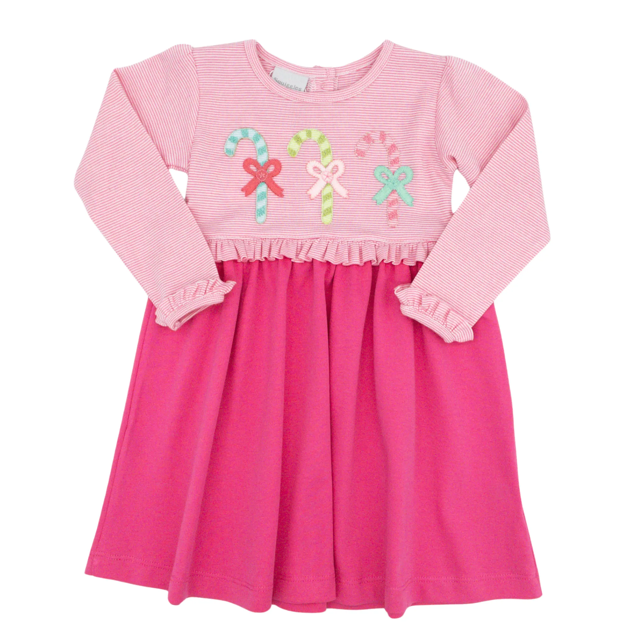 Pima Knit Dress with Candy Cane Applique - FINAL SALE