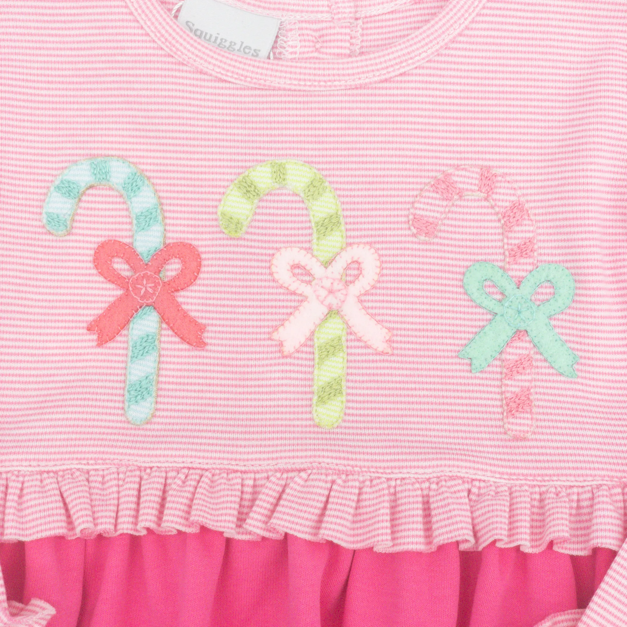 Pima Knit Dress with Candy Cane Applique - FINAL SALE
