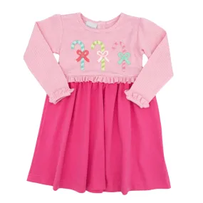 Pima Knit Dress with Candy Cane Applique - FINAL SALE