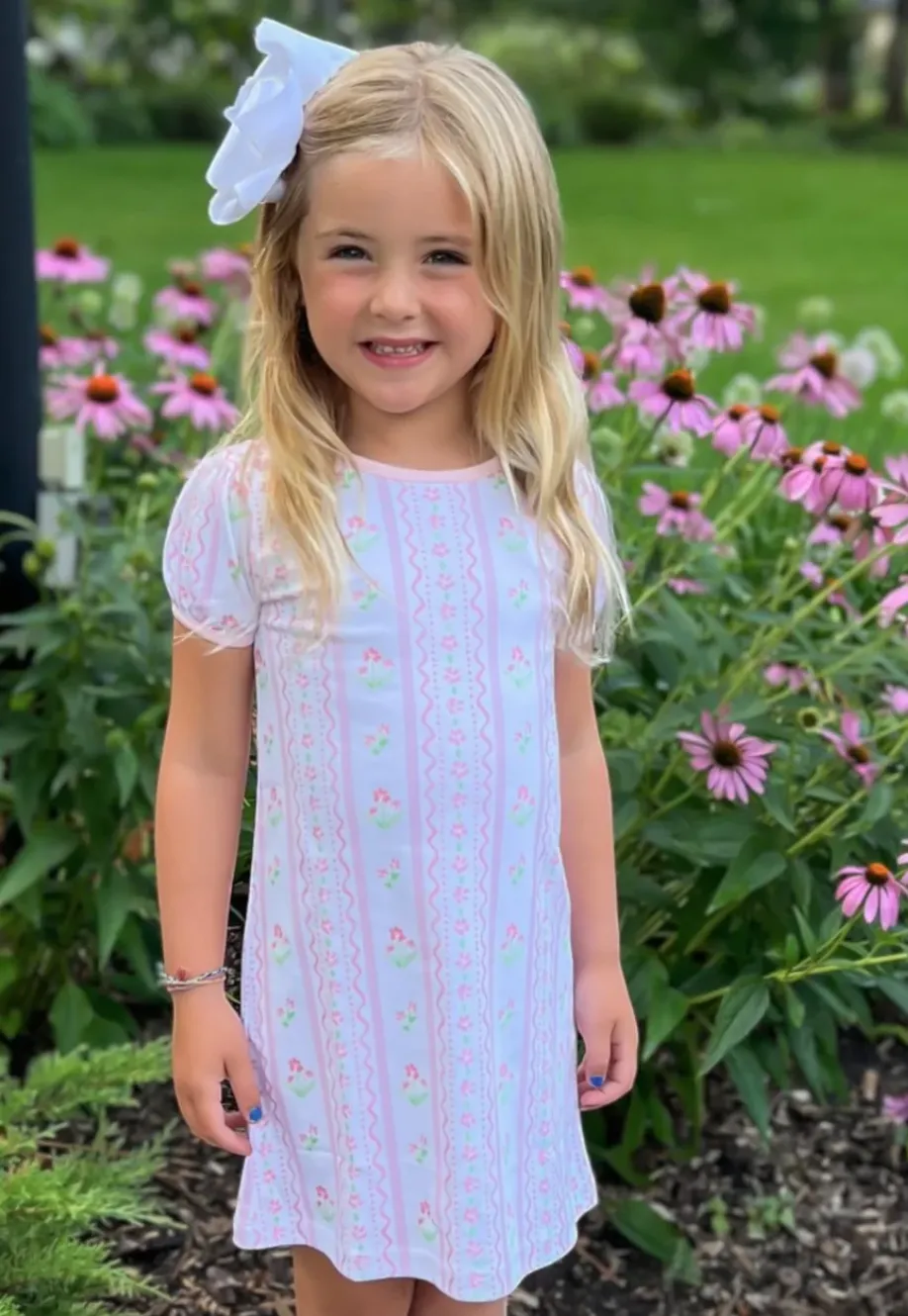 Pink Floral Scallop Knit Play Dress
