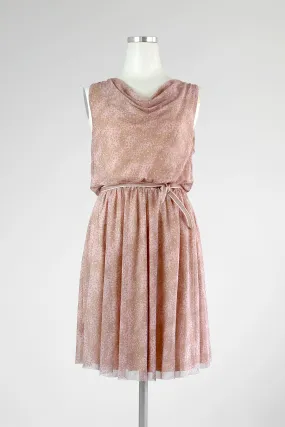 Pink Printed Cowl Neck Dress