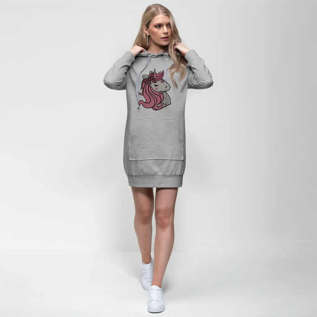 Pink Unicorn Premium Adult Hoodie Dress