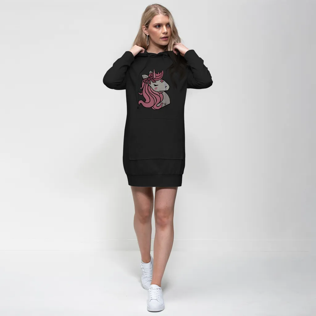 Pink Unicorn Premium Adult Hoodie Dress