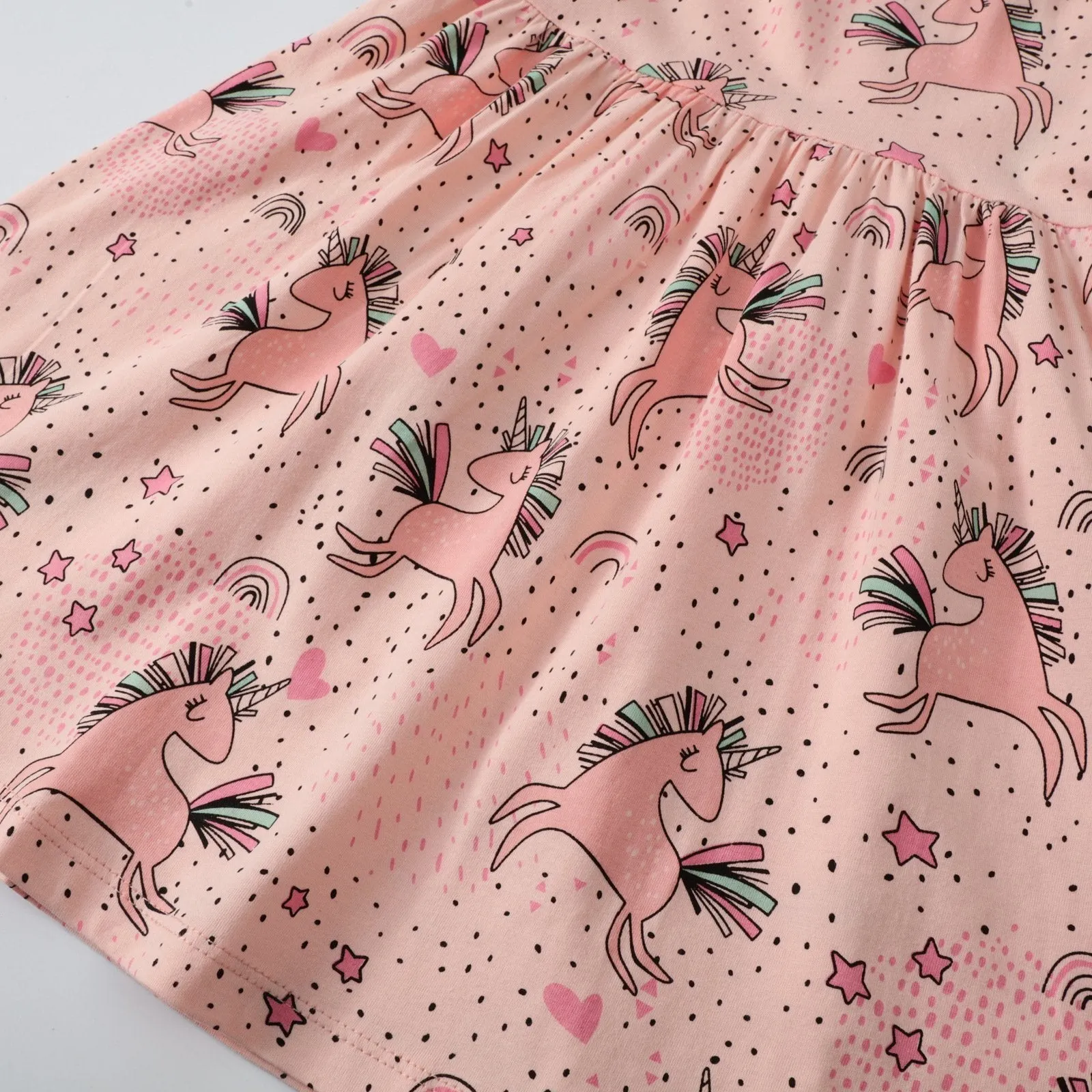 Pink Unicorn Print Dress for Toddler/Kid Girls