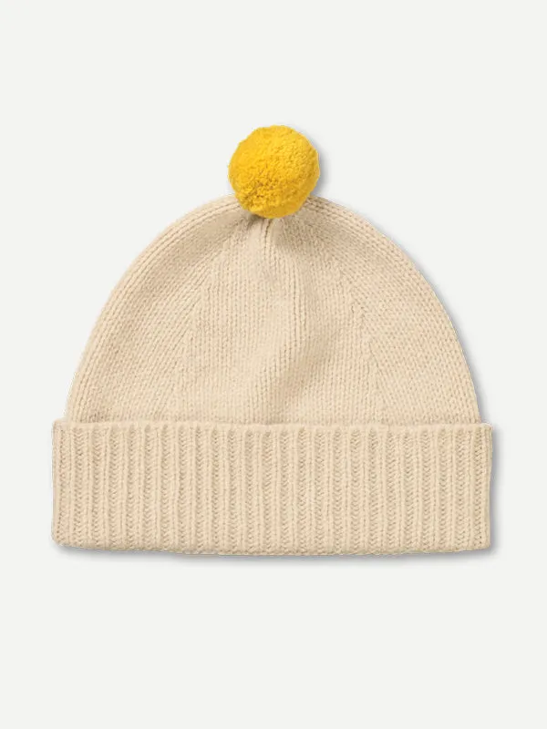 PLAIN HAT CONTRAST POMPOM RUSSET RED & BLACK