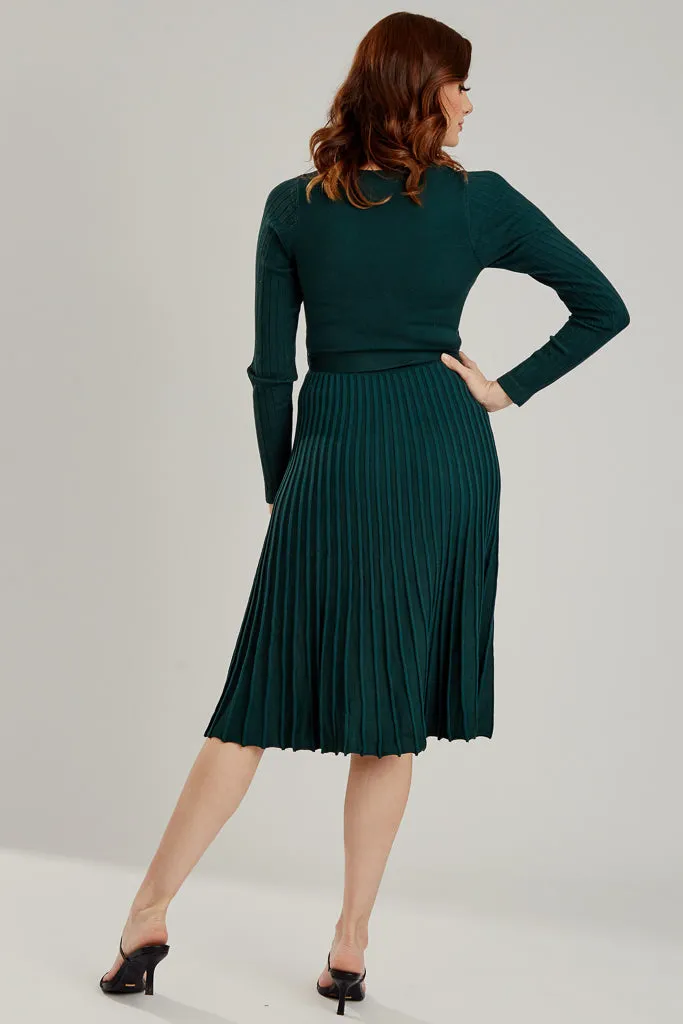 Pleated Midi Dress