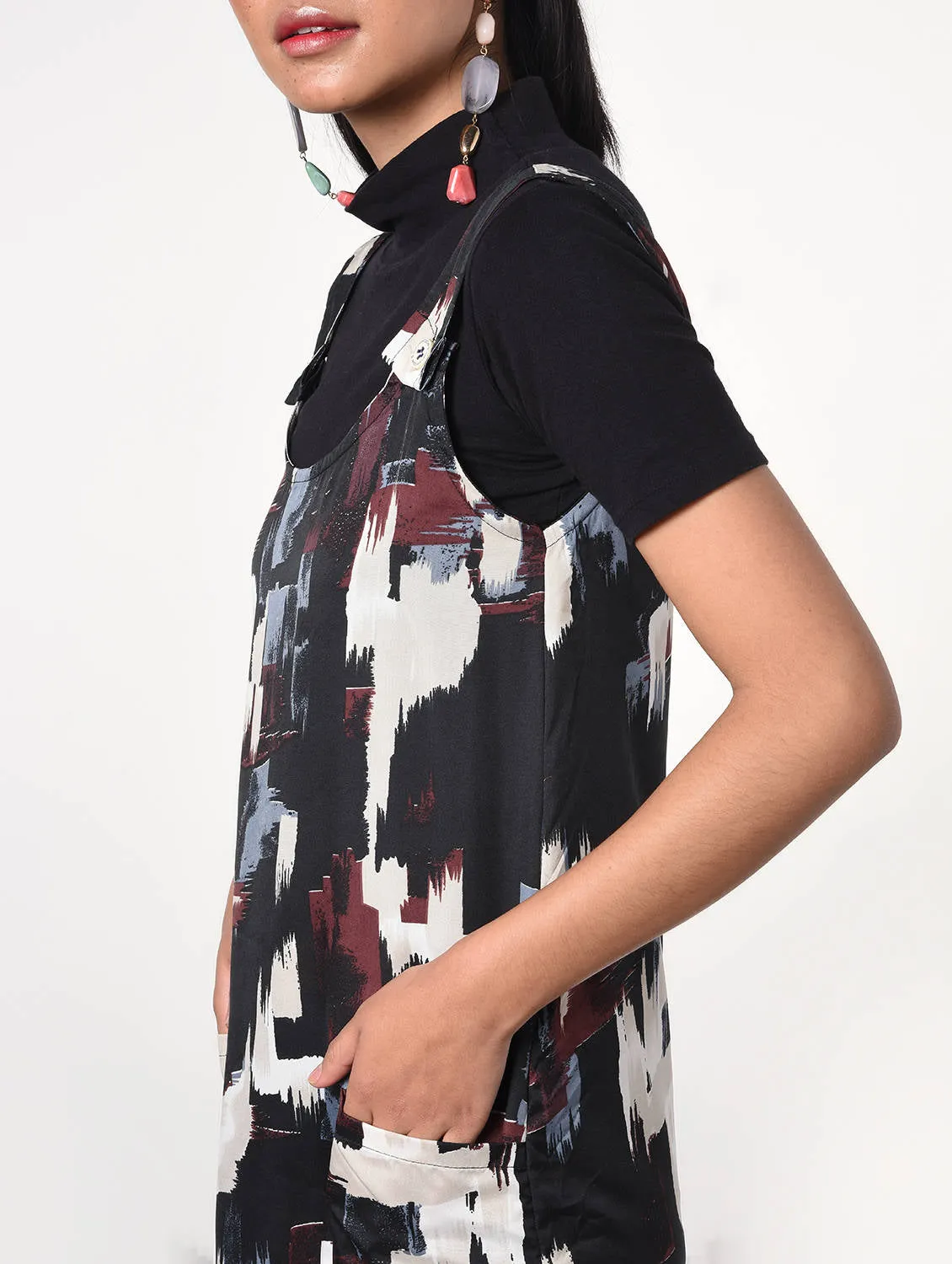 Pocket detail abstract A-line dress