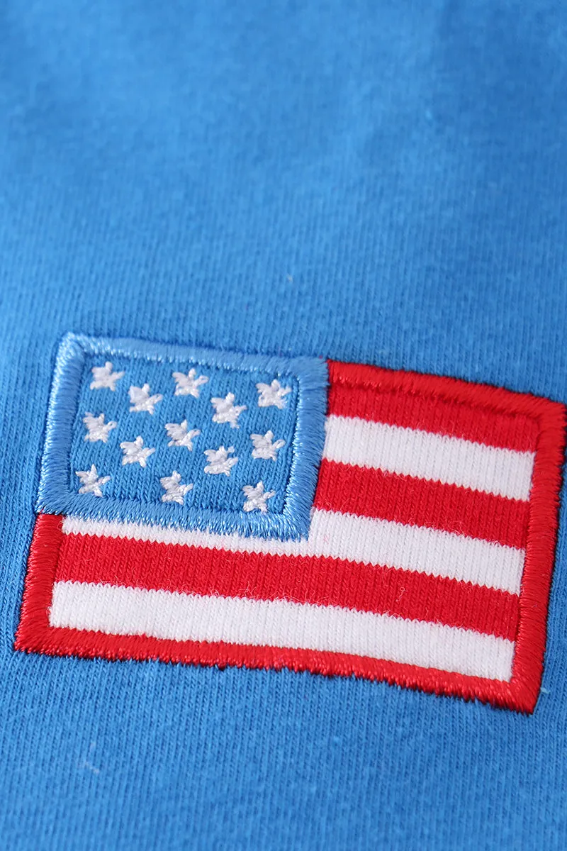 Premium Blue patriotic flag applique dress