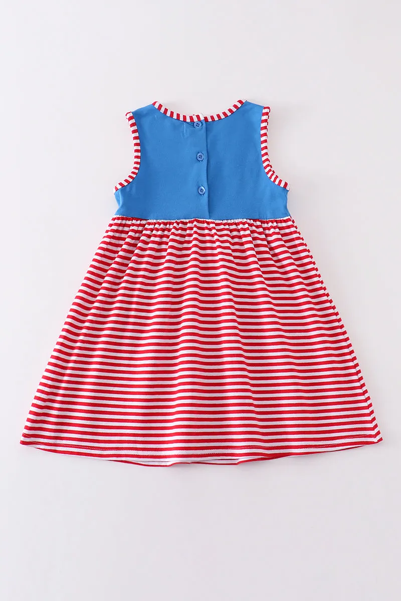 Premium Blue patriotic flag applique dress