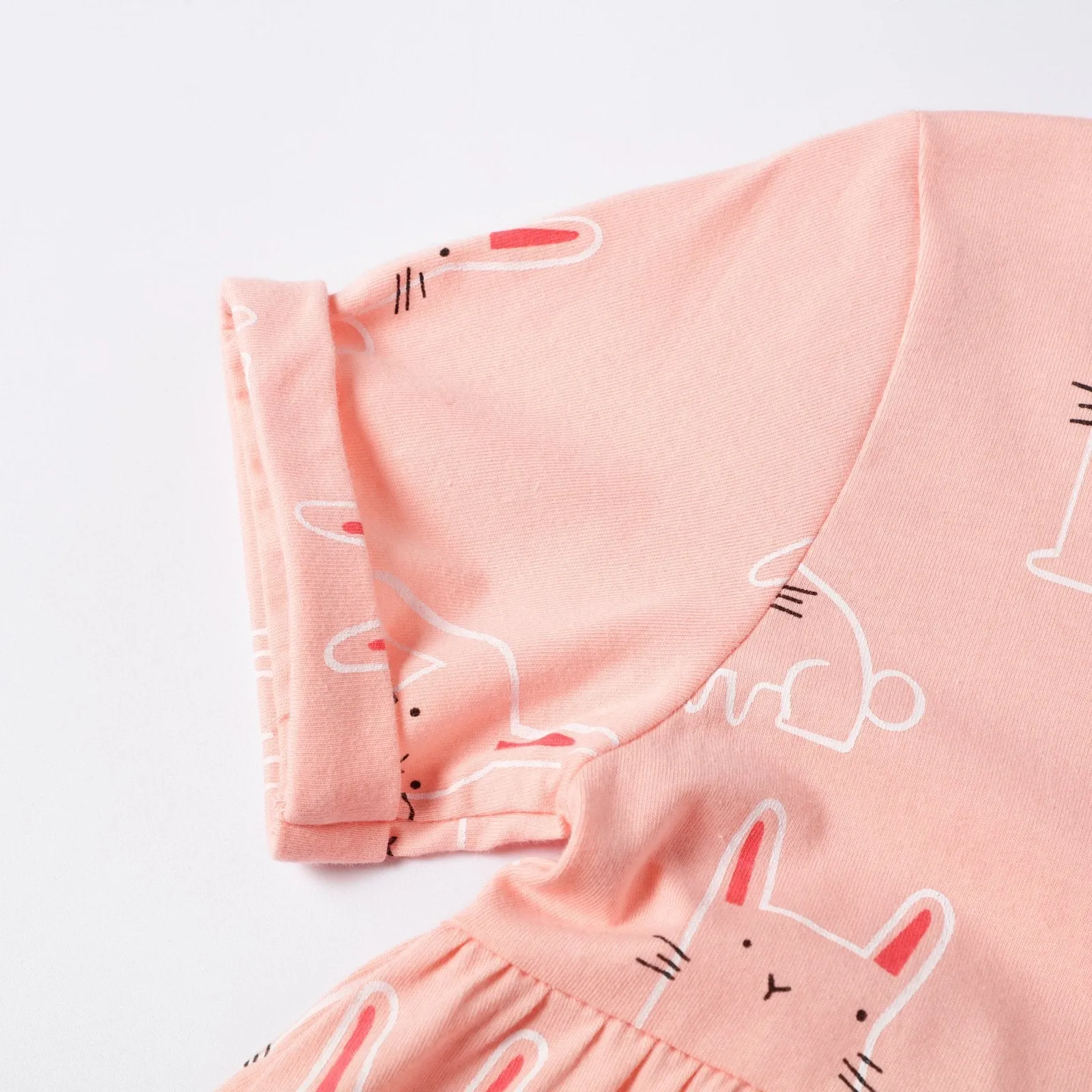 Premium Girl's Little Bunny Print Pink Dress